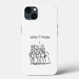 Vintage Stylised Polo Match Drawing #1 Black iPhone 13 Case