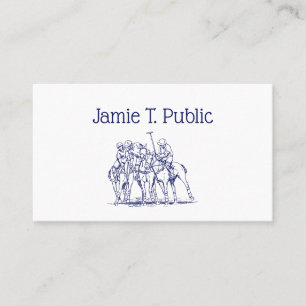 Vintage Stylised Polo Match Drawing #1 Blue Business Card