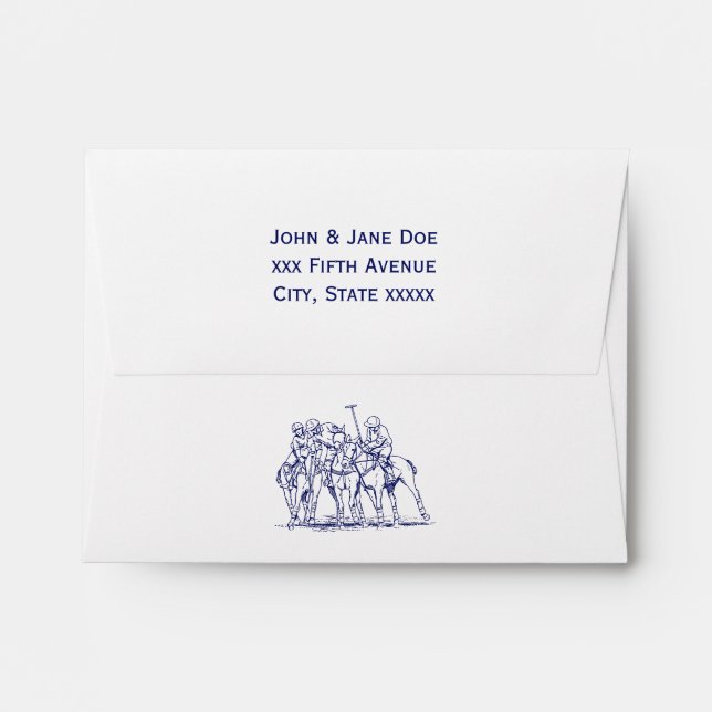 Vintage Stylised Polo Match Drawing #1 Blue Envelope (Back (Top Flap))