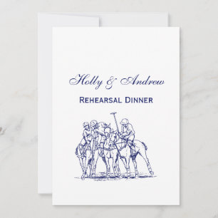 Vintage Stylised Polo Match Drawing #1 Blue Invitation