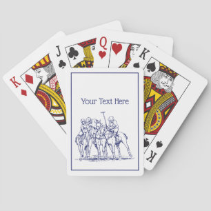 Vintage Stylised Polo Match Drawing #1 Blue Playing Cards