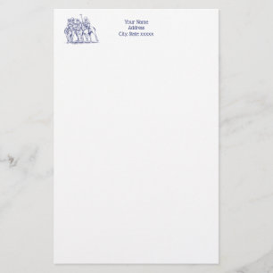 Vintage Stylised Polo Match Drawing #1 Blue Stationery