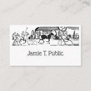 Vintage Stylised Polo Match Drawing #3 Black NF Business Card