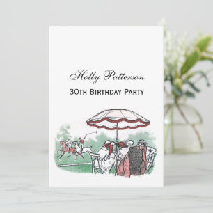 Vintage Stylised Polo Match Ladies Lunch Drawing Invitation