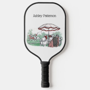 Vintage Stylised Polo Match Ladies Lunch Drawing Pickleball Paddle