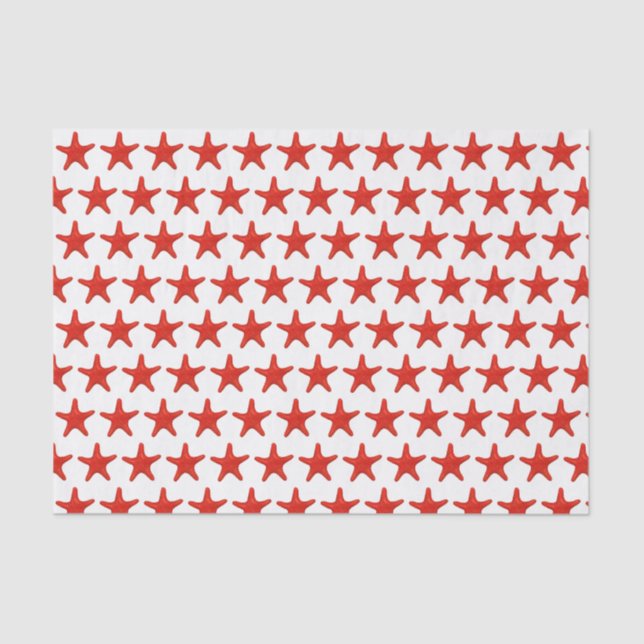 Vintage Stylised Red Starfish Drawing Tissue Paper (Front)