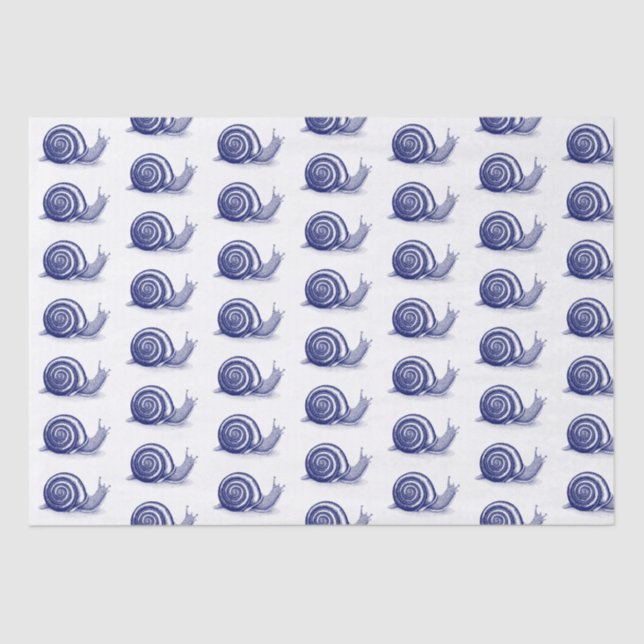 Vintage Stylised Snail Drawing #2 Blue Tissue Paper (Front)