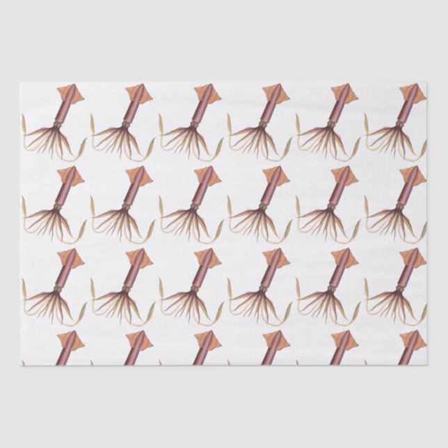 Vintage Stylised Squid Drawing #1 Tissue Paper (Front)