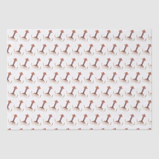 Vintage Stylised Squid Drawing #1 Tissue Paper (Front)