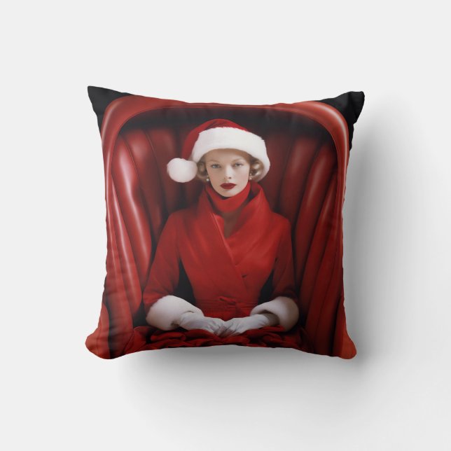 Vintage Stylish Mrs Claus Cushion (Front)