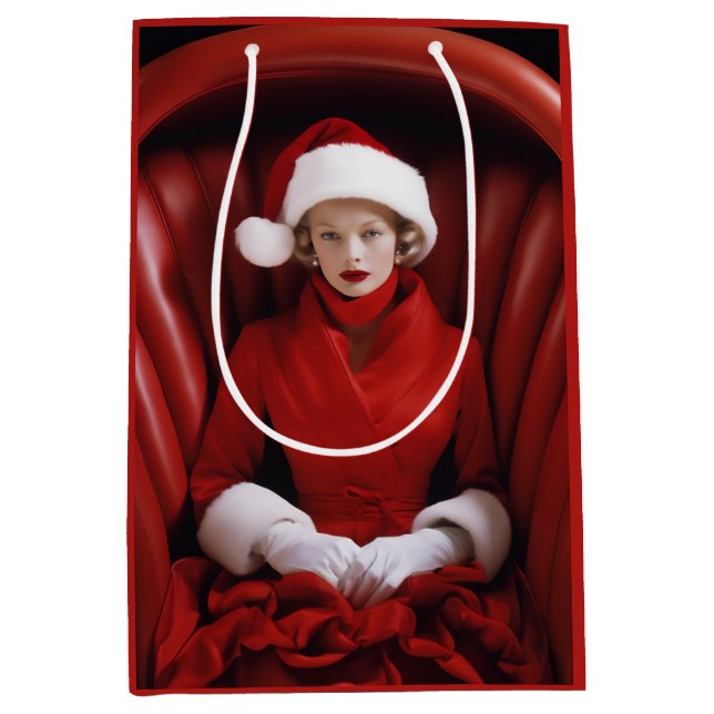 Vintage Stylish Mrs Claus Medium Gift Bag (Front)