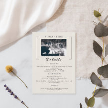 Vintage Stylish Photo Wedding Details Card