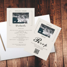 Vintage Stylish Photo Wedding Details Card