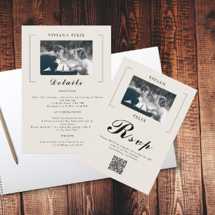 Vintage Stylish Photo Wedding Details Card