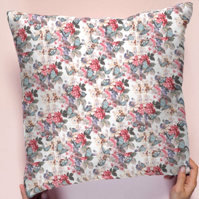 Vintage Stylish Pink & Blue Floral pattern Cushion (Creator Uploaded)