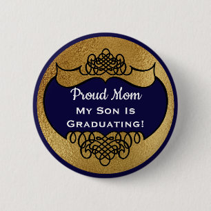 Vintage Stylish Proud Parent Graduation Name Tag 6 Cm Round Badge