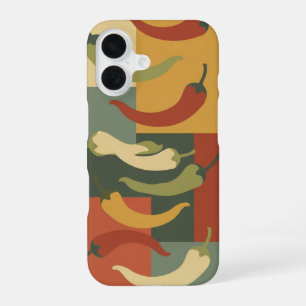 Vintage Stylized Chili Pepper Pattern iPhone 16 Case