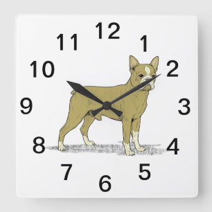 Vintage Stylized French Bulldog C Square Wall Clock