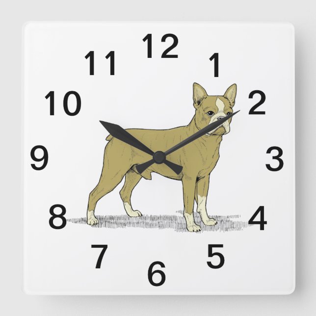 Vintage Stylized French Bulldog C Square Wall Clock (Front)