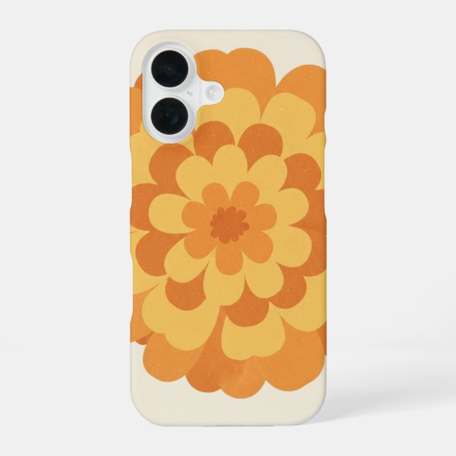 Vintage Stylized Marigold iPhone 16 Case (Back)
