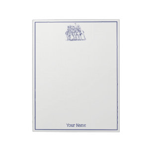 Vintage Stylized Polo Match Drawing #1 Blue Notepad