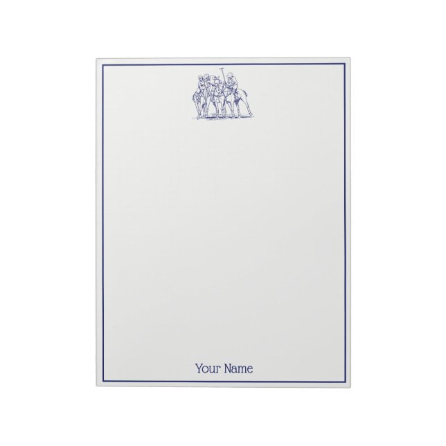 Vintage Stylized Polo Match Drawing #1 Blue Notepad (Rotated)
