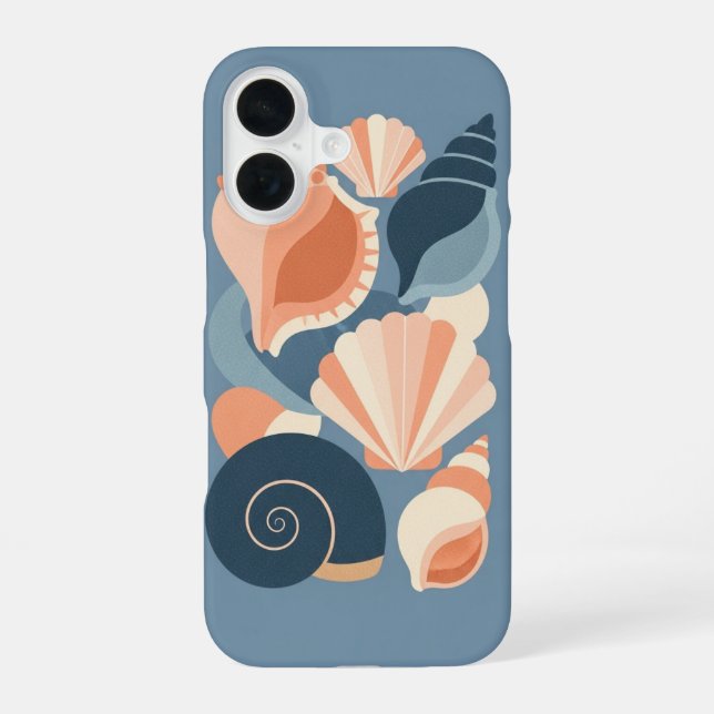 Vintage Stylized Seashell iPhone 16 Case (Back)