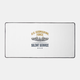 Vintage Submarine Force Silent Service Vector Desi Desk Mat