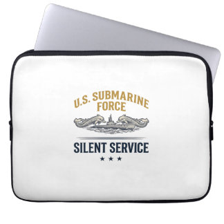 Vintage Submarine Force Silent Service Vector Desi Laptop Sleeve