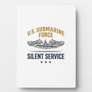 Vintage Submarine Force Silent Service Vector Desi Plaque