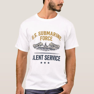 Vintage Submarine Force Silent Service Vector Desi T-Shirt