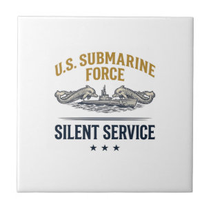Vintage Submarine Force Silent Service Vector Desi Tile