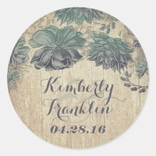 Vintage Succulents Rustic Wedding Classic Round Sticker