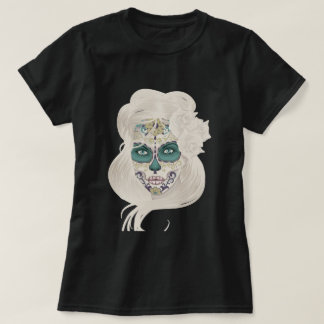 Vintage sugar skull girl with roses v4 T-Shirt