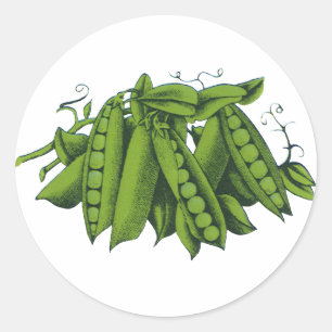 Vintage Sugar Snap Peas, Foods, Healthy Vegetables Classic Round Sticker