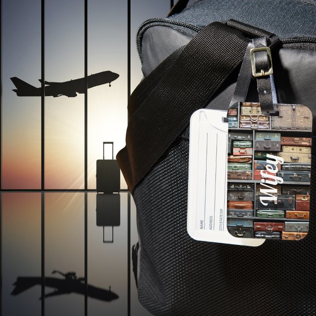 Vintage Suitcase Wifey Travel Wanderlust Photo Luggage Tag (Creator Uploaded)