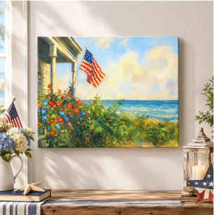 Vintage Summer 4th of July Americana Independence Canvas Print
