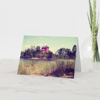 Vintage Summer Beach Lighthouse Card