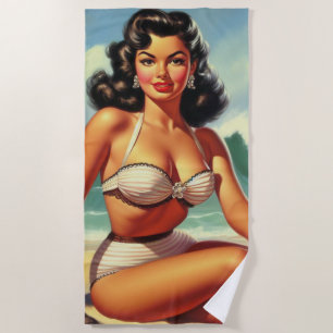 Vintage Summer Beach Pin Up Beach Towel
