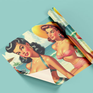 Vintage Summer Beach Pin Ups Wrapping Paper