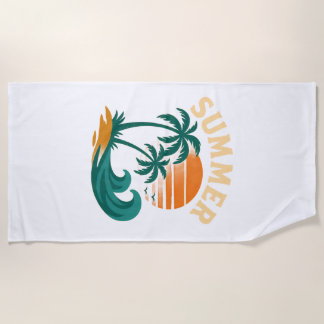 Vintage Summer Beach Vibes Beach Towel