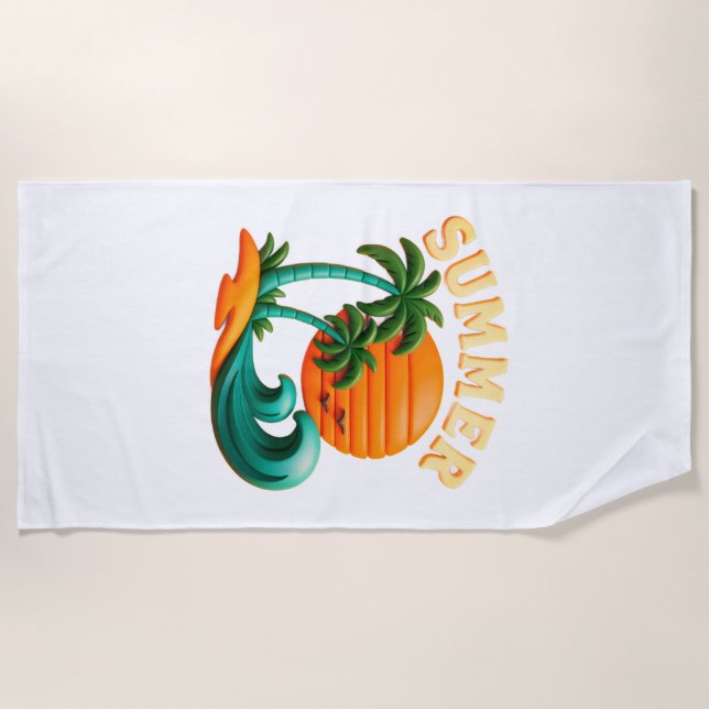 Vintage Summer Beach Vibes Towel (Front)