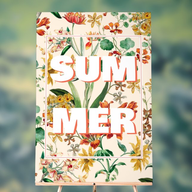 Vintage Summer Botanical Orchid Flowers  Acrylic Sign (Neutral)