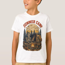 Vintage summer Camp Skeleton Campfire Design