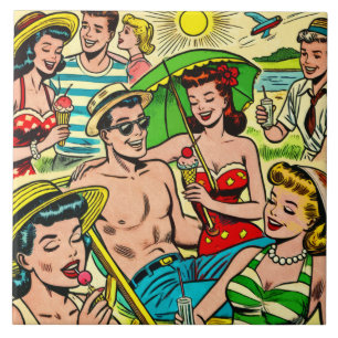 Vintage Summer Comics Tile