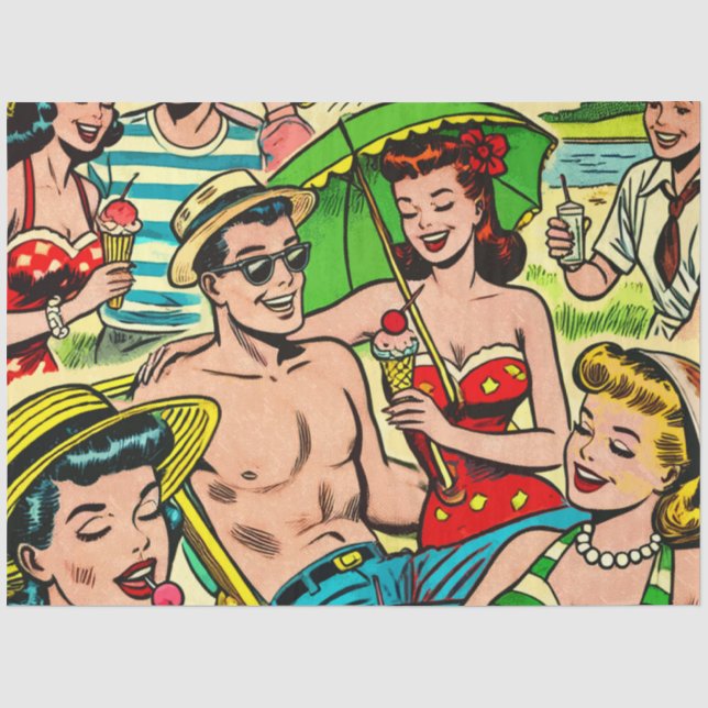 Vintage Summer Comics Tissue Paper (Front)