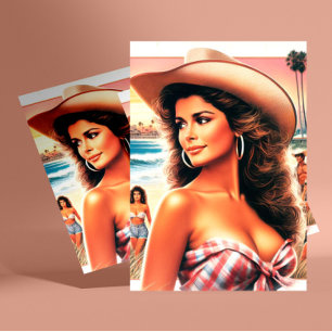 Vintage Summer Cowgirl Postcard