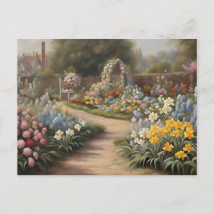 Vintage Summer Flower Garden  Postcard