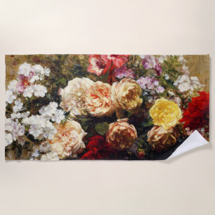 Vintage Summer Flowers by Henri Fantin-Latour Beach Towel