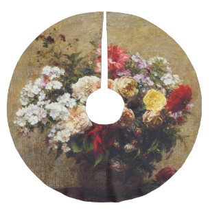 Vintage Summer Flowers by Henri Fantin-Latour Brushed Polyester Tree Skirt